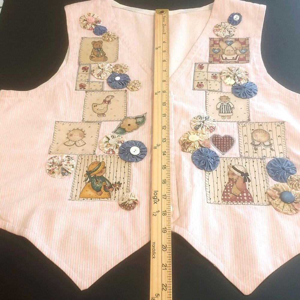VTG Handmade Vest Country Farm Animals Button Patchwork Applique Cottagecore - Picture 6 of 8
